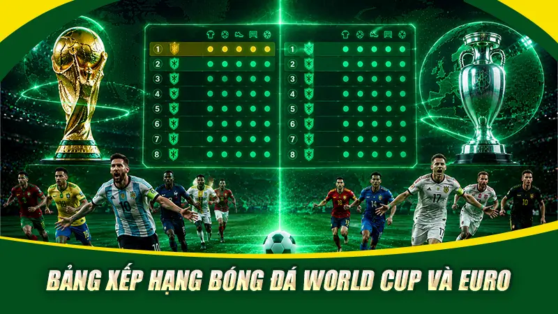 Bảng xếp hạng bóng đá World Cup và Euro