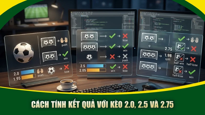 Cách tính kết quả với kèo 2.0, 2.5 và 2.75
