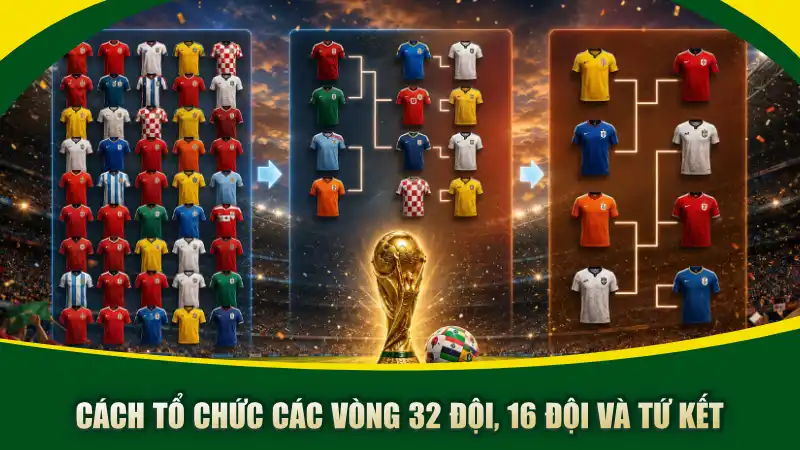 Cách tổ chức các vòng 32 đội, 16 đội và tứ kết