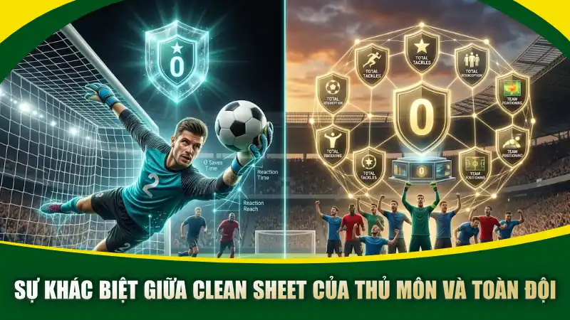 Sự khác biệt giữa clean sheet của thủ môn và toàn đội